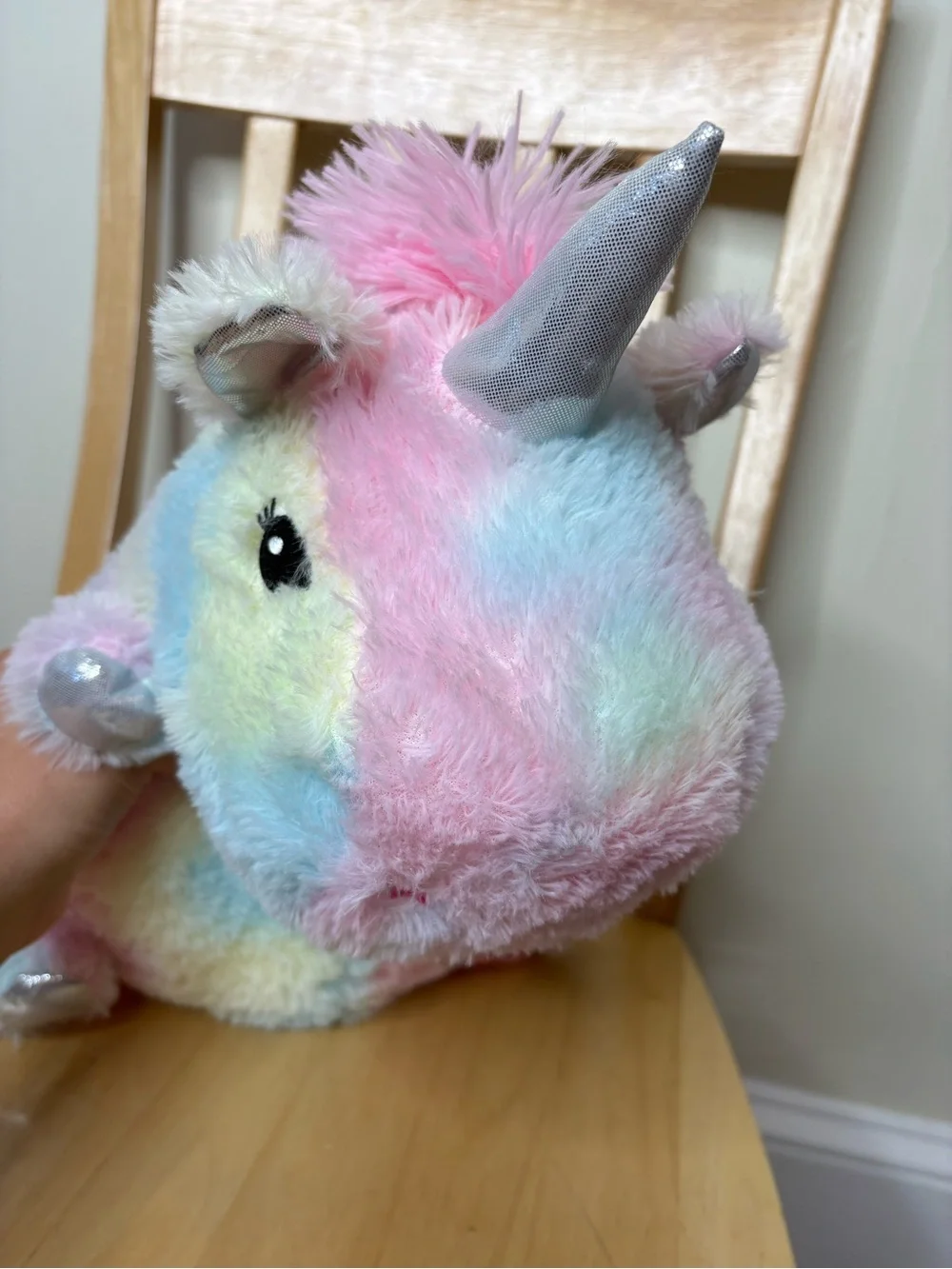 Plush Rainbow Unicorn Kids Backpack - Pastel Pink Blue Yellow